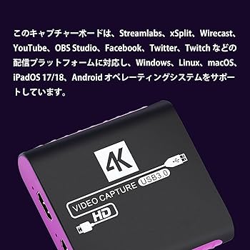 キャプチャーボード USB 3.0 ビデオキャプチャーデバイス 4K 30Hzパ キャプチャーボード USB 3.0 ビデオキャプチャーデバイス 4K